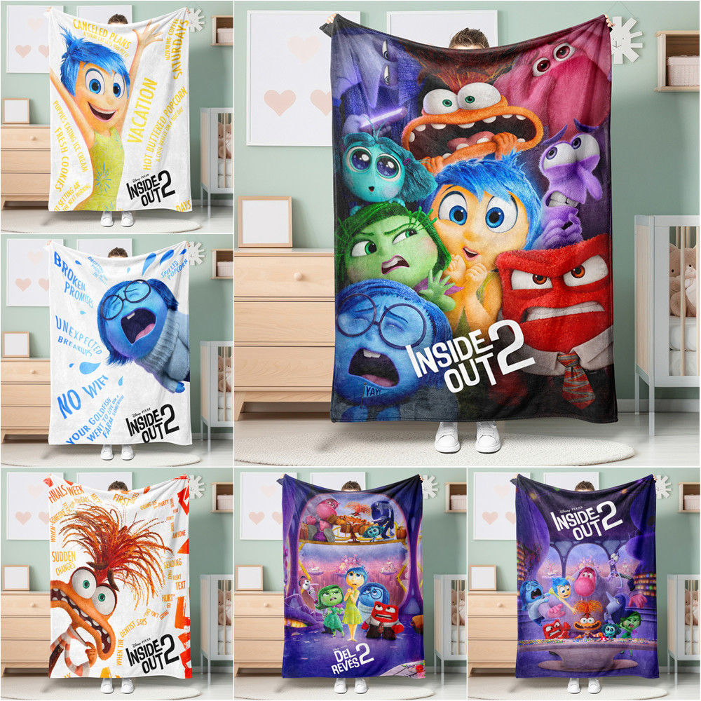 Inside Out 2 ผ้าห่มสักหลาดพิมพ์ด้านเดียวผ้าห่มสักหลาดผ้าห่มเครื่องปรับอากาศของขวัญที่ดีที่สุดสําหรับเด็ก