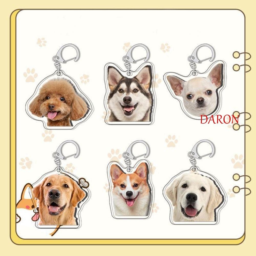 จี้ลูกสุนัข DARON Labrador, Samoyed Chihuahua Border Collie พวงกุญแจสุนัข, น่ารักโกลเด้นรีทรีฟเวอร์น่ารักพุดเดิ้ลอะคริลิค Corgi พวงกุญแจของขวัญวันเกิด