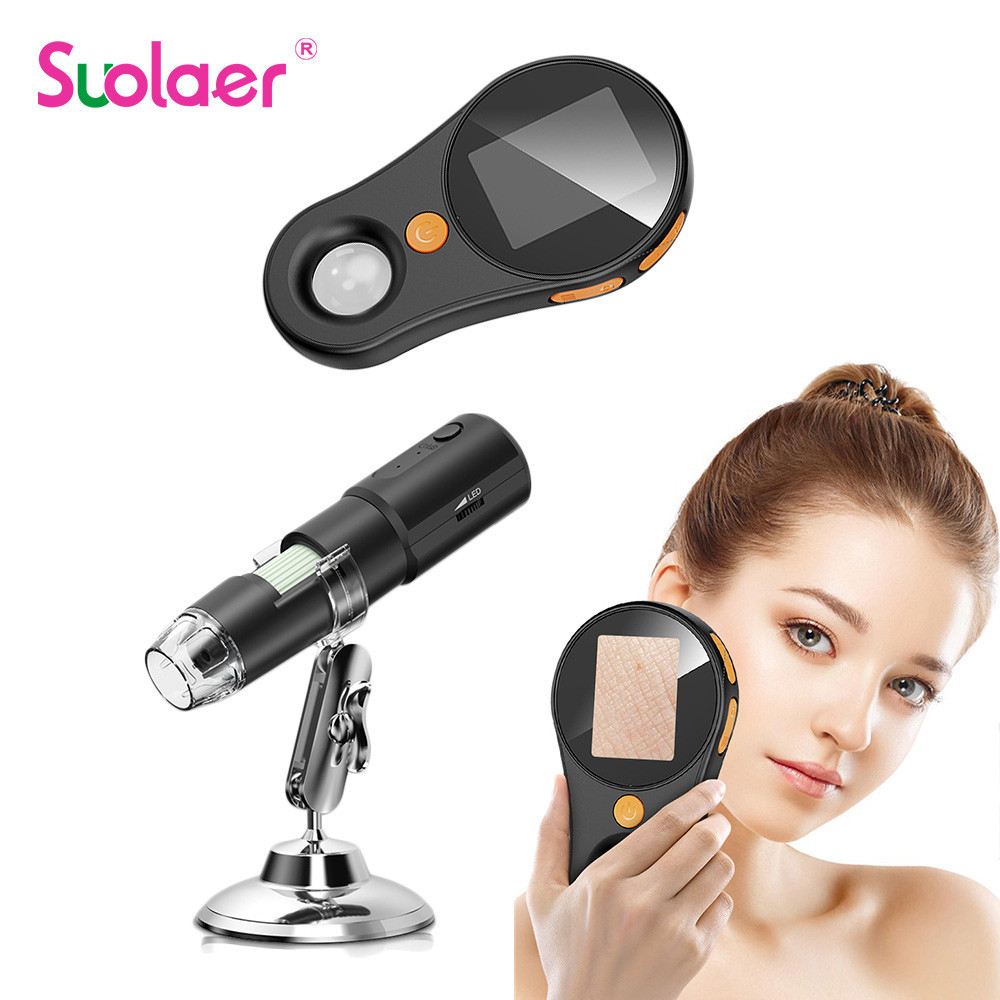 Suolaer กล้องจุลทรรศน์ดิจิตอลมือถือแบบพกพากล้องจุลทรรศน์พ็อกเก็ตพร้อมไฟ LED Exploring ผิวผมหนังศีรษะ Trichomes เครื่องมือ