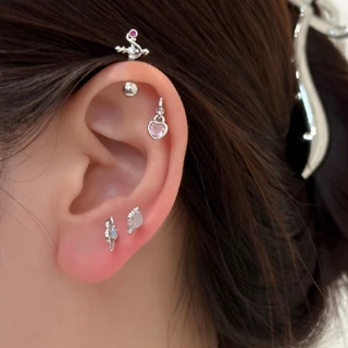 We Flower 1ชิ้นเกาหลีส925เงินโอปอลเมจิกไม้กายสิทธิ์หัวใจสกรูต่างหูสําหรับผู้หญิงสาวแฟชั่นหูกระดุมเครื่องประดับ