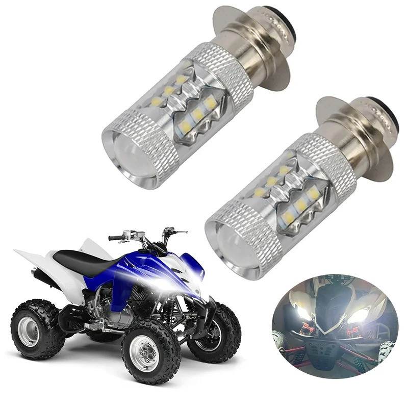2 ชิ้น 80W หลอดไฟ LED สีขาวพิเศษ P15D H6M สำหรับ Yamaha YFM350 400 450 660 700 Raptor Blaster 200 35