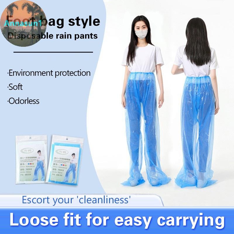 Annasun กางเกงกันฝนแบบใช้แล้วทิ้งหนาแพ็คเท้าดริฟท์กันน้ําแยกชุดการท่องเที่ยวเสื้อกันฝนใส ชุดกันฝน เดินทางกลางแจ้งขี่จักรยาน TH