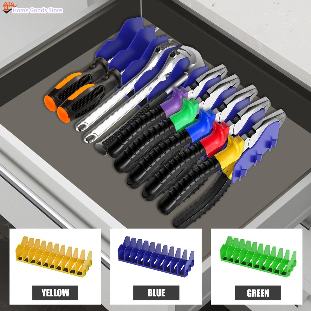 Plier Organizer Rack 10 ช่องเครื่องตัดคีม Organizer Rack ประหยัดพื้นที่ Plier Organizer ฐานยางกันลื่