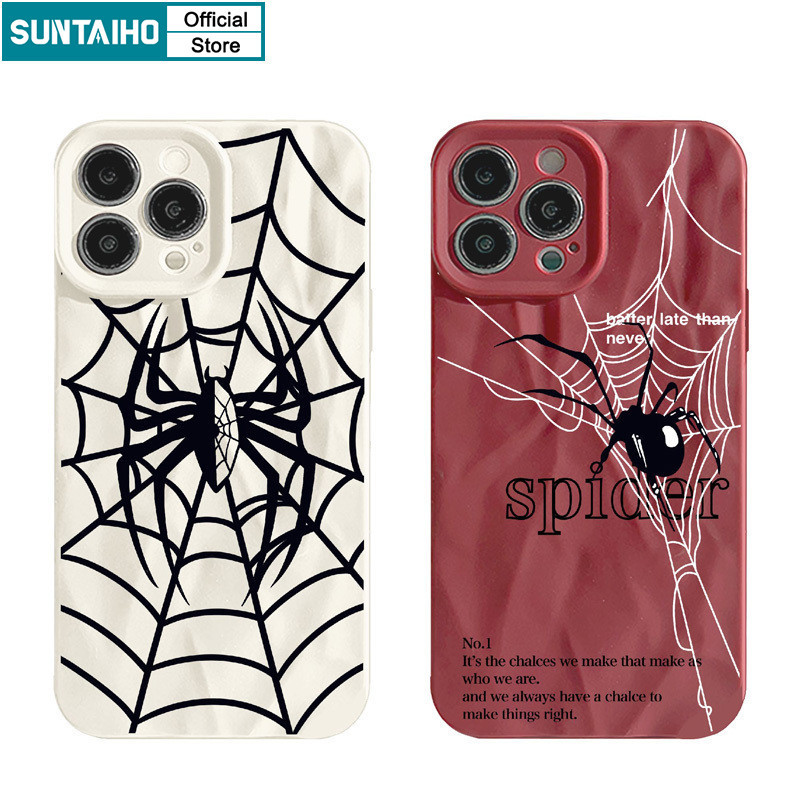 Suntaiho เคสไอโฟน ที่ไม่ซ้ํากัน Cool ปลอก Spider Web รูปแบบเคสโทรศัพท์สําหรับ Iphone 16 15 14 13 12 