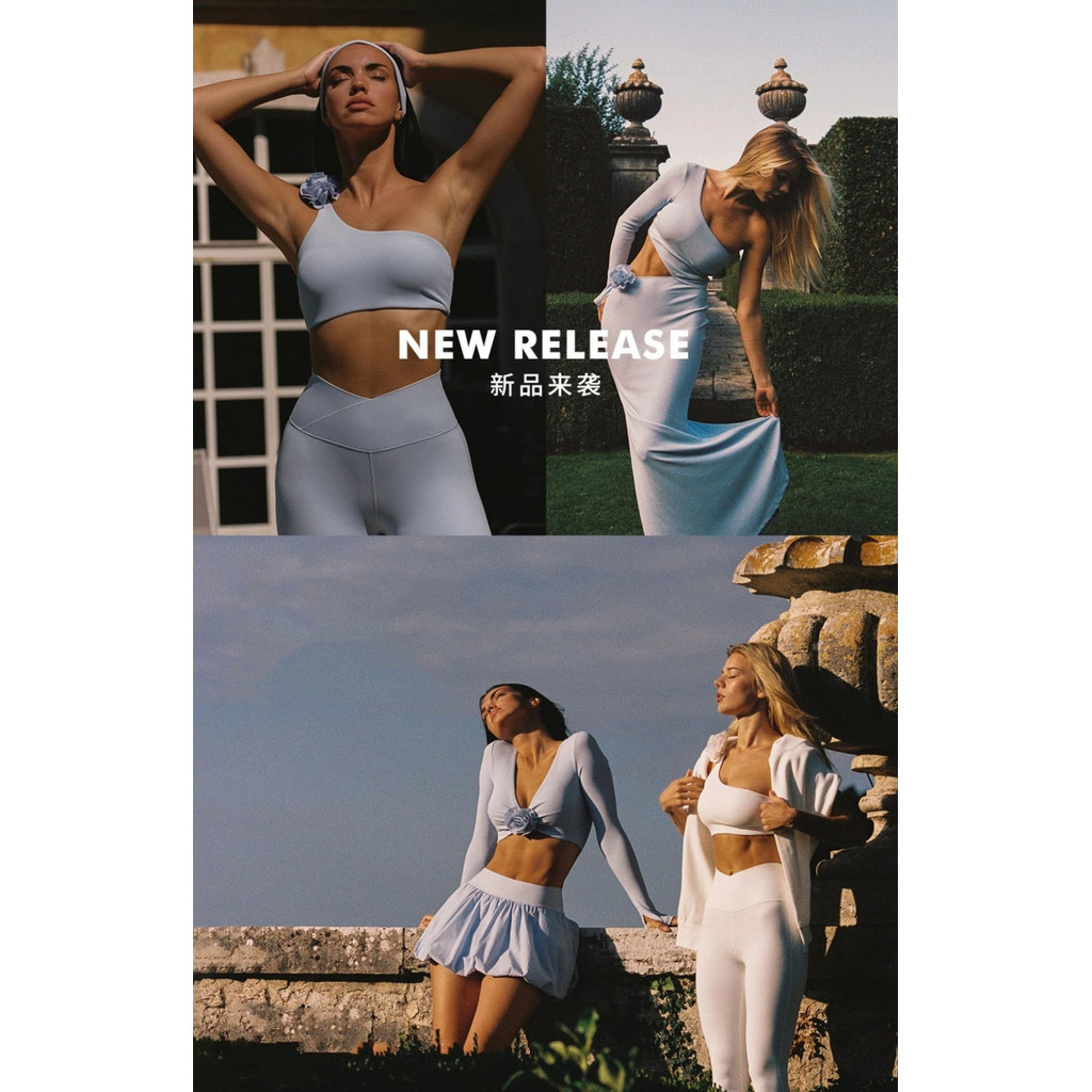 โยคะด้านบน Ribbed แขนกุด Slash ไหล่ Peplum สบายๆกีฬาชุดชั้นใน Puffy Bubble กีฬาเทนนิสกระโปรง - รูปที่ 6