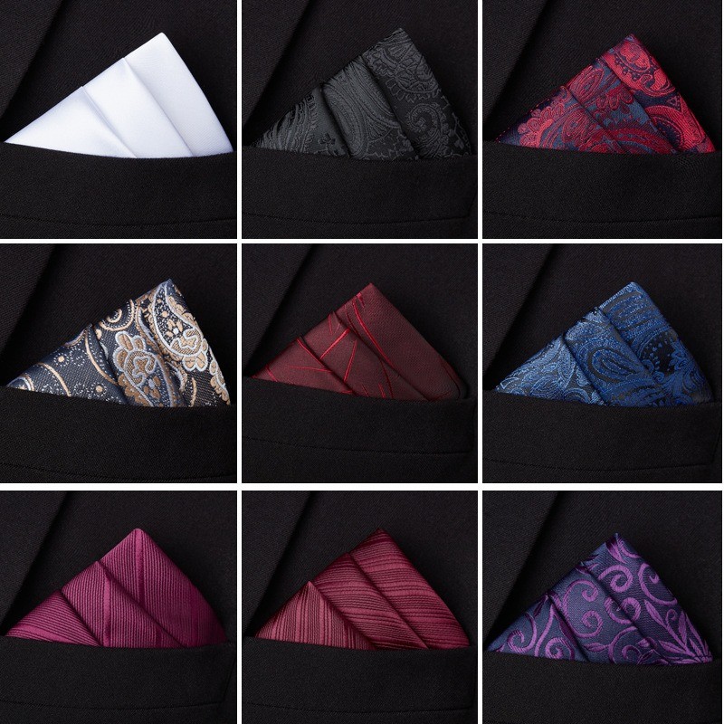 Pocket Square ผ้าเช็ดหน้าสูทผู้ชายผ้าพันคออุปกรณ์เสริมธุรกิจชุด Hanky ผ้าพันคอเต้านมผ้าเช็ดหน้า