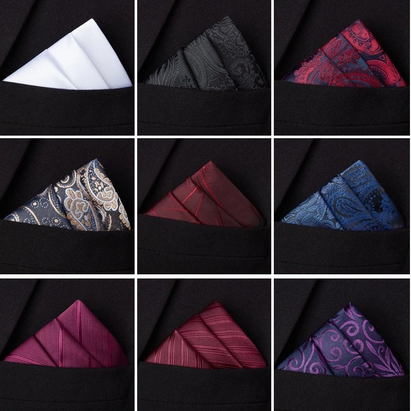 Pocket Square ผ้าเช็ดหน้าสูทผู้ชายผ้าพันคออุปกรณ์เสริมธุรกิจชุด Hanky ผ้าพันคอเต้านมผ้าเช็ดหน้า