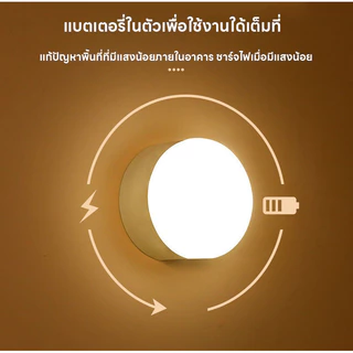 โคมไฟไร้สาย รุ่นใหม่ล่าสุด โคมไฟหัวเตียง แบบชาร์จไม่ต้องใช้ถ่าน ยึดผนังด้วยแม่เหล็ก 3 สีปรับได้
