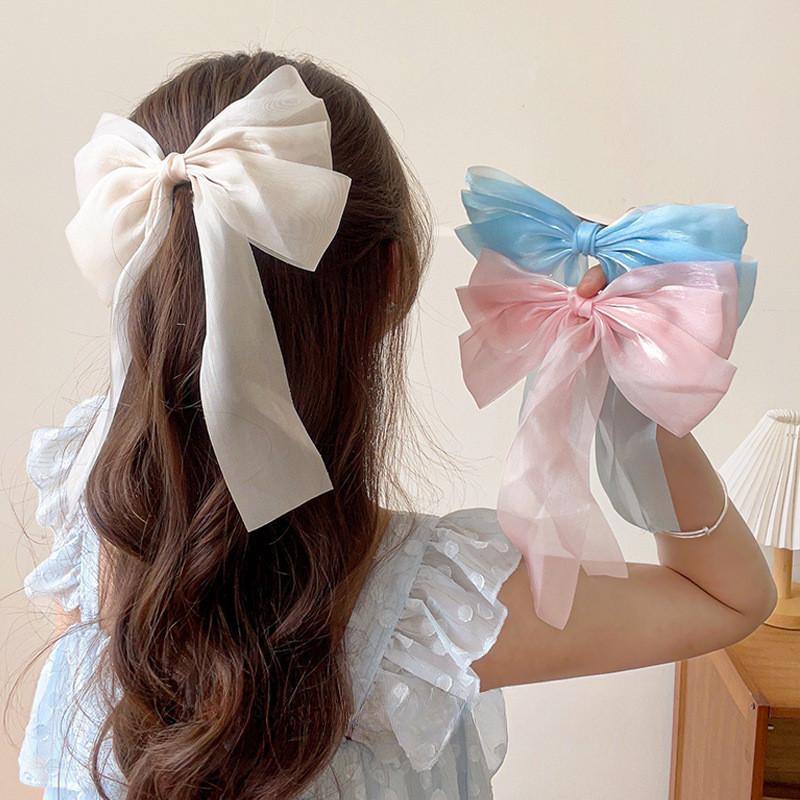 2025 Cream Sweet Desire Gauze Bow กิ๊บติดผมคลิปฤดูใบไม้ผลิ