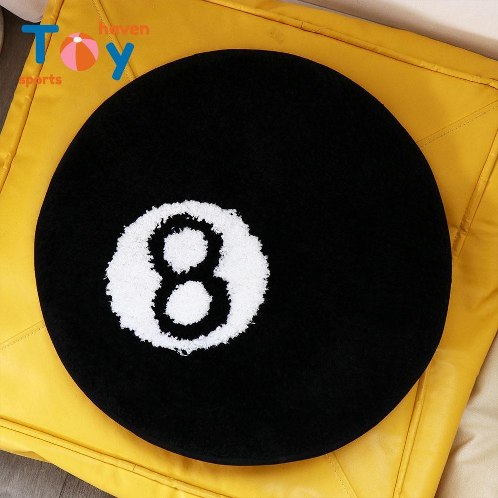 Sportshaven 8 Ball พรม, รอบนุ่ม 8 Ball พรม, Creative Plush ผิวสีดําที่เป็นมิตร 8 Ball Mat Hoom Decor