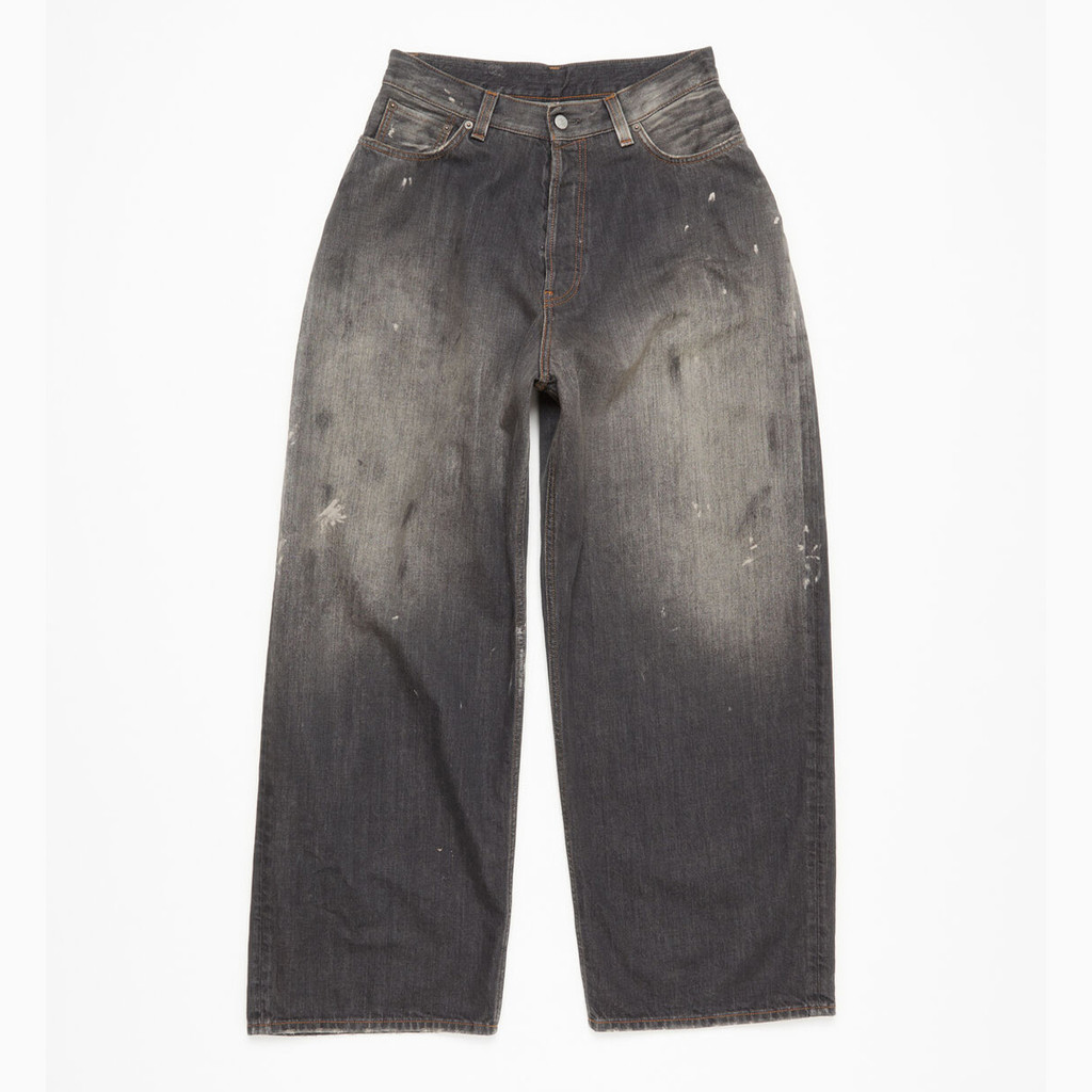 AC acne studios กางเกงยีนส์สีดําฟอกซุปเปอร์ซีด