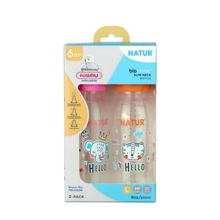 Natur เนเจอร์ ขวดนมคอแคบไบโอมิมิค 4 / 8 oz แพ็ก 2 ขวด