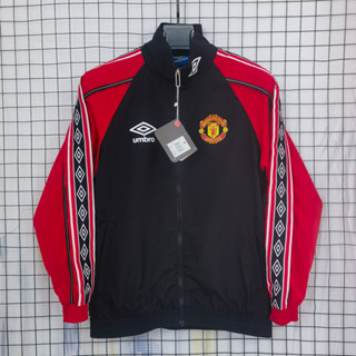 1998 Manchester United Retro เสื้อแจ็คเก็ตผู้ชายเสื้อกันลมกั…