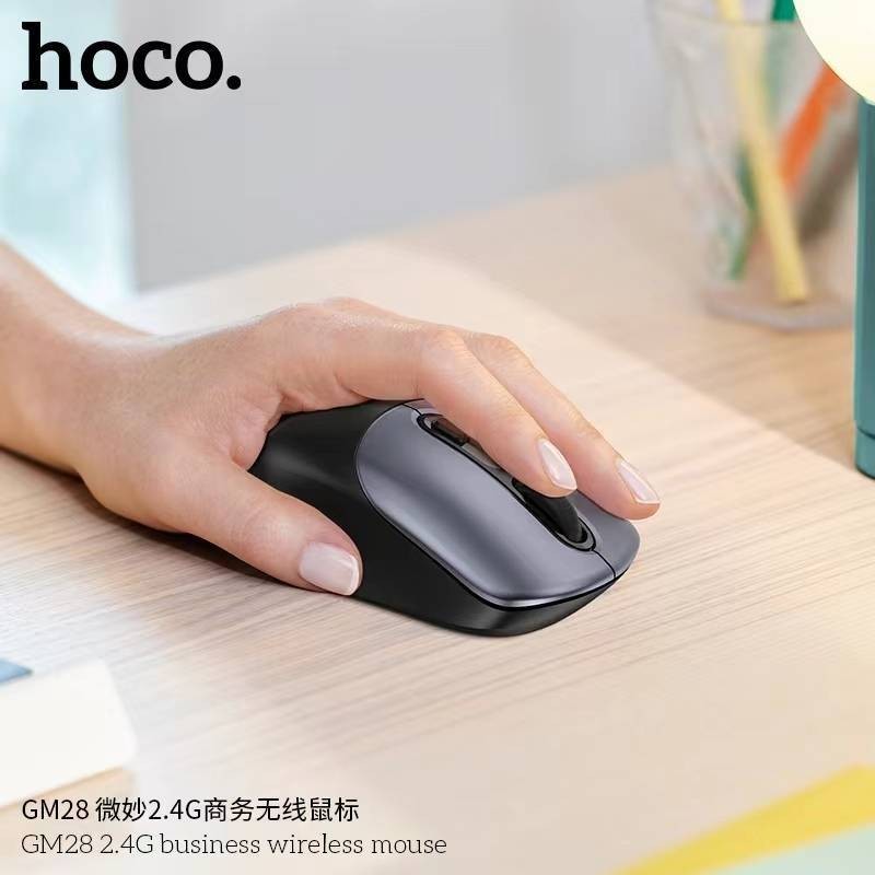 HOCO GM28 เมาส์ไร้สาย เชื่อมต่อ USB 2.4G ความเร็ว 800 - 1600 DPI ปุ่มกด 4 ปุ่ม รองรับคอมพ์ โน้ตบุ้ค เมาส์ Wireless Mouse