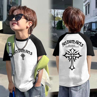 (จัดส่งตลอด 24 ชั่วโมง) KIDS PRINCESS เด็กผ้าฝ้ายสีชนกันแขนสั้นฤดูร้อนใหม่เสื้อยืดเด็กครึ่งแขนด้านบน D19