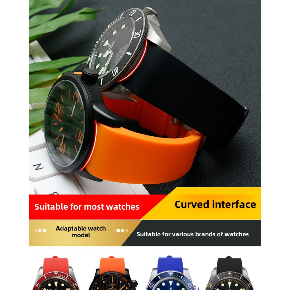 18/19/20/21/22 มม. สายนาฬิกาซิลิโคนโค้งสําหรับ Seiko 5 & Prospex Diver - Sporty & Durable Replacement Strap for Men - Perfect Fit for Green & Black Watches