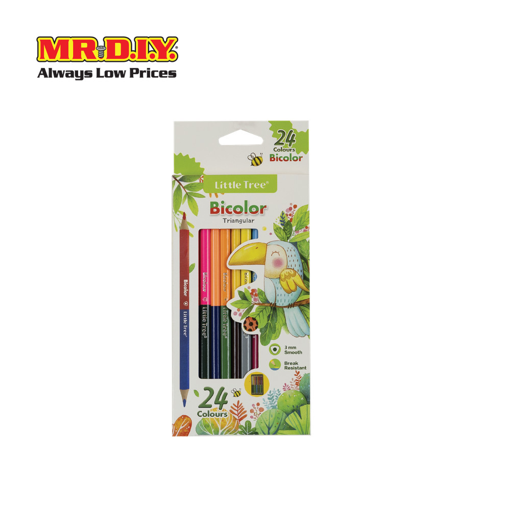LITTLE TREE Bicolor Triangular ดินสอสีไม้ 2 หัว 12 แท่ง/24 สี