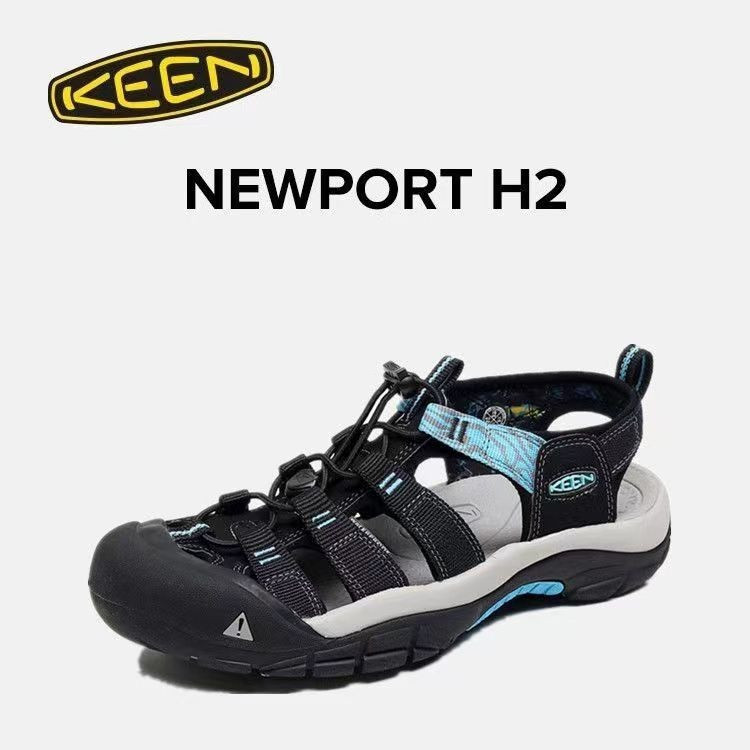 รองเท้าแตะ KEE NEWPORT H2 ใหม่ ฤดูร้อน ผู้ชายผู้หญิง รองเท้าพักผ่อนกลางแจ้ง ป้องกันการชน ปิดนิ้วเท้า รองเท้าแตะ Praya สีดำ 9YS1 DOT4