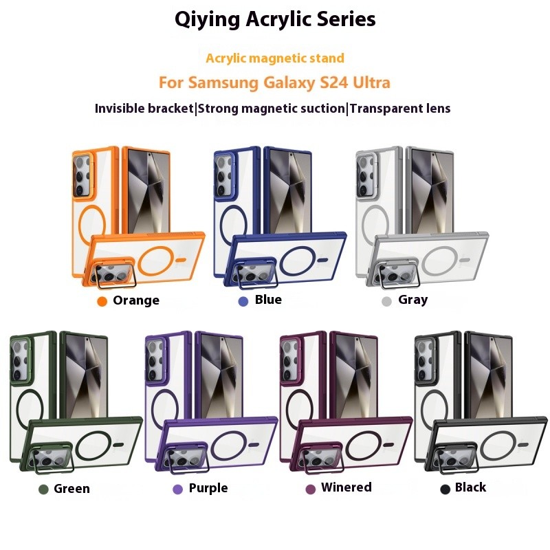 ที่ยึดเลนส์แม่เหล็กโปร่งใสอะคริลิกสำหรับ Samsung S25 S24 Ultra S24 S23 Plus S24 S23 FE ปกป้องกล้องกระจก ชาร์จไร้สาย กันกระแทก