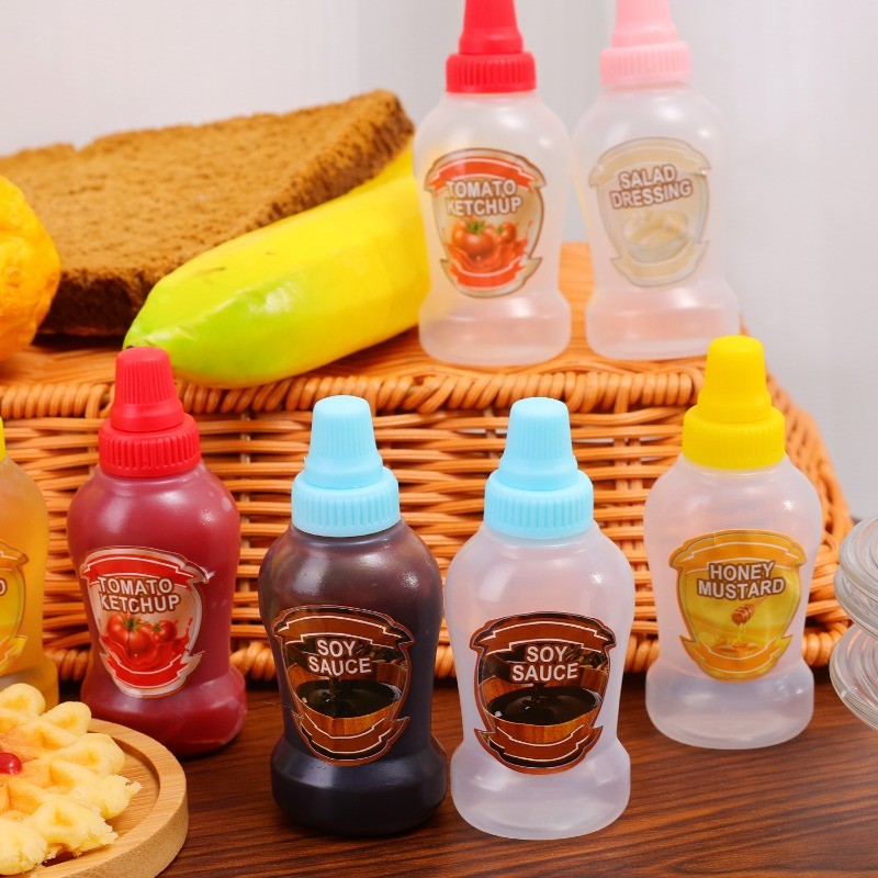 4ชิ้นแยมบีบขวด-สําหรับสลัดแต่งตัว,ซอสมะเขือเทศ,น้ําผึ้ง-40มล มินิซอสแยกขวด-ป้องกันการรั่ว,แบบพกพา,มินิ-ภาชนะเก็บเครื่องปรุง