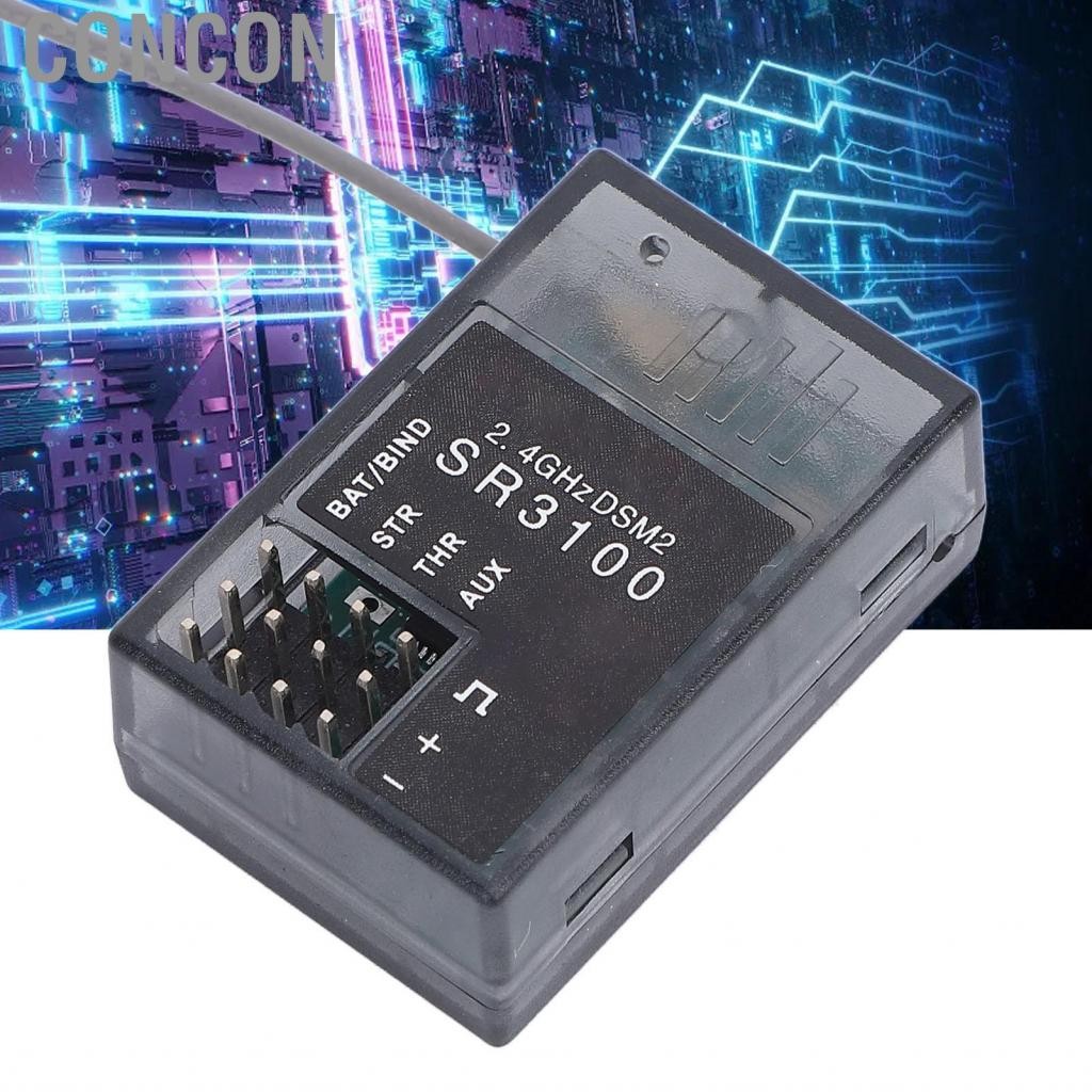 Concon 3 ช่องสัญญาณ SR3100 ที่มีการตอบสนองที่เร็วที่สุดขนาดกะทัดรัดและเทคโนโลยี DSM2 การปรับ 2.4GHz 