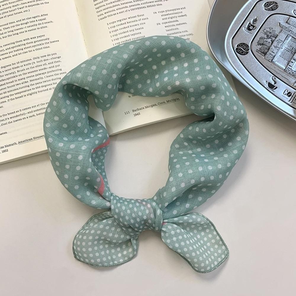 อาโอร์ ผ้าพันคอสี่เหลี่ยมเล็กๆ สไตล์เกาหลี คล้องคอ ลายจุด พิมพ์ผ้าพันคอ เสื้อผ้าหวาน อุปกรณ์ห่อหัว ไหมทุกวัน - รูปที่ 6