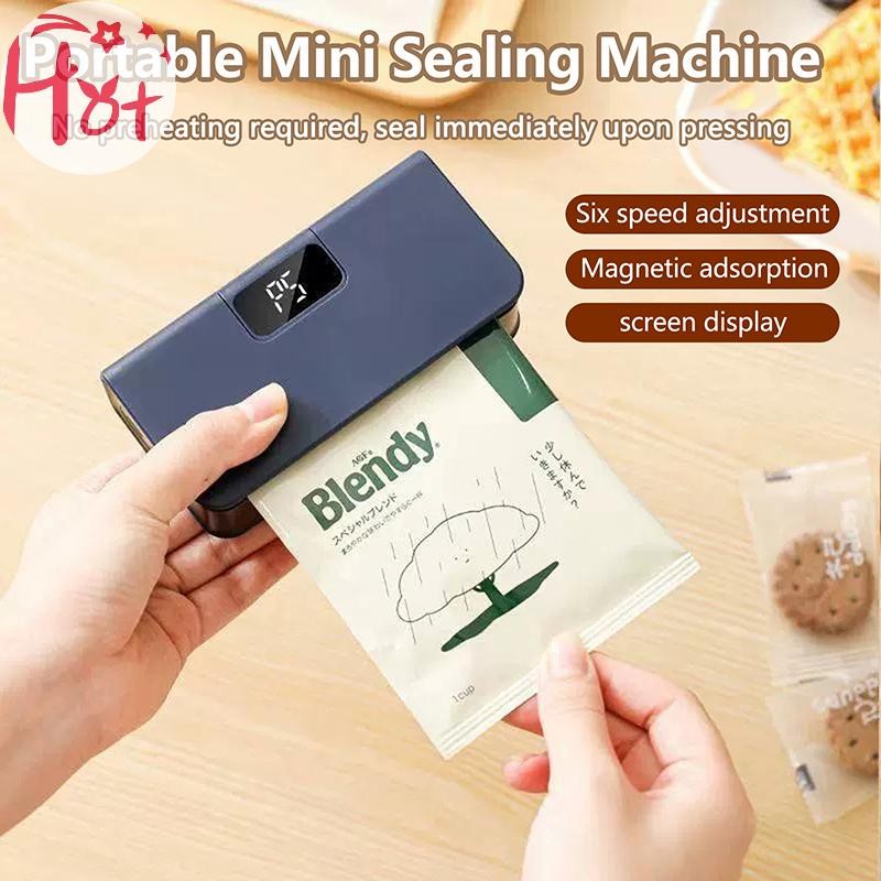 Ge เครื่องซีลถุงพลาสติกขนาดเล็ก2 ใน1ความร้อนความร้อนเครื่องปิดผนึกถุงแบบพกพาแพคเกจซีลหกจอแสดงผลหน้าจอพลังงานเครื่องปิดผนึกความร้อนสี่เหล
