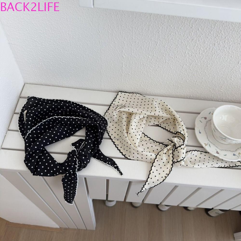 Back2life ที่คาดผมลายจุด, ผ้าพันคอขนาดเล็กหวานสดเกาหลี, ผ้าโพกหัว Neckerchief ยางรัดผมสามเหลี่ยมลายบางหญิง