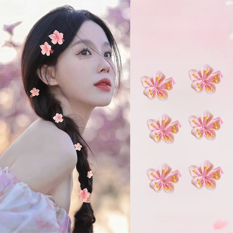 กิ๊บติดผมซากุระสีชมพูเครื่องประดับผมไข่น่ารักเรียบง่าย