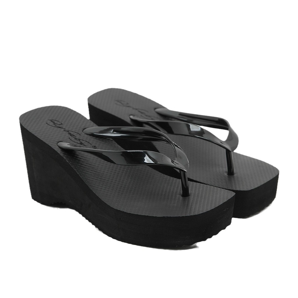 หนา soled Flip-Flops ผู้หญิงฤดูร้อนสแควร์ Toe 8 ซม.แฟชั่น Flip-Flops สวมใส่ด้านนอก Anti @
