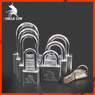 MUSCLE COW แม่กุญแจสีเงิน 3 ขนาด 30/40/50/60 มม. พร้อมลูกกุญแจ 4 ดอก แข็งแรง ทนทาน คุณภาพสูง
