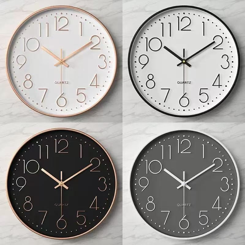 PW3-7 นาฬิกาบ้าน นาฬิกาแขวน นาฬิกาติดผนัง ขนาด 12 นิ้ว หน้าปัดใหญ่ ตัวเลขใหญ่ เข็มเดินเรียบ ไร้เสียง ระบบ