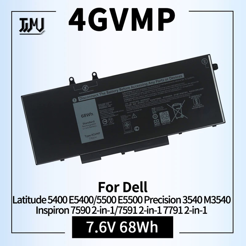 4GVMP Laptop Battery for Dell Latitude 5400 5500 5410 5510 E5400 E5500 Inspiron 7590 7591 7791 2-in-