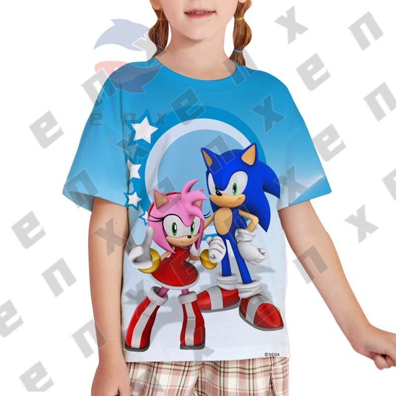 ขายดี เสื้อยืดแขนสั้น คอกลม พิมพ์ลาย Sonic the Hedgehog Amy Rose สีชมพู แฟชั่นฤดูร้อน สําหรับเด็กผู้หญิง 2-11 ปี