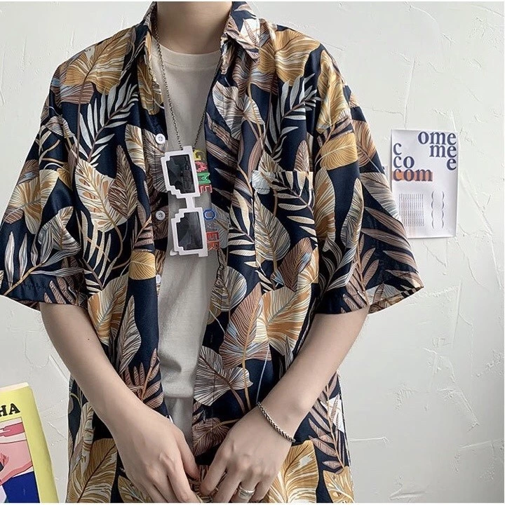 Maisida เสื้อฮาวายแขนสั้นผู้ชาย สไตล์วินเทจฮ่องกง thumbnail 7