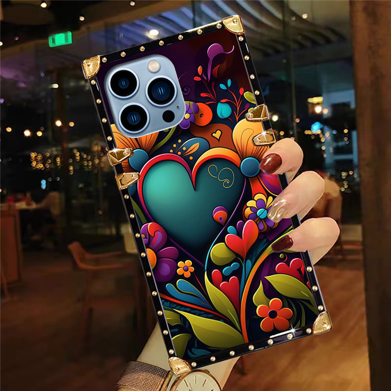 เคสป้องกันโทรศัพท์มือถือ ทรงสี่เหลี่ยม ลายดอกไม้ สําหรับ Samsung S24 Ultra S23Ultra S22Ultra S21+ S23 FE S10 5G S10+ Note20 Note10+ Note9
