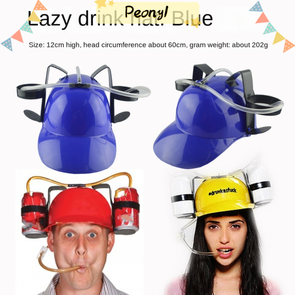 Pdony หมวกเบียร์พลาสติก พร้อมหลอดดูด เหมาะกับใส่กลางแจ้ง สําหรับดื่มเบียร์ เครื่องดื่ม
