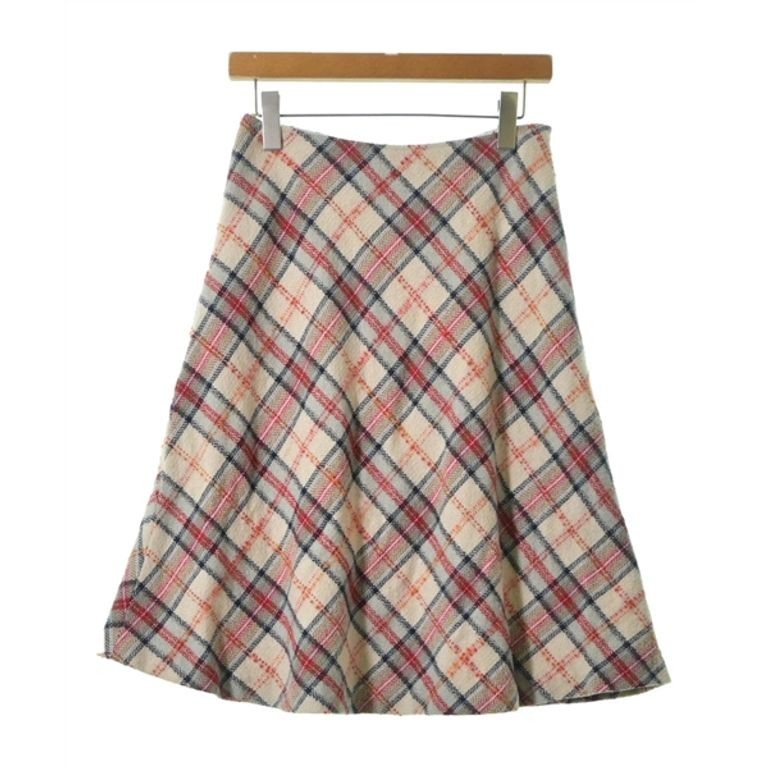 Max Mara Skirt Checkered Knee Length Beige Navy Women Direct from Japan Secondhand