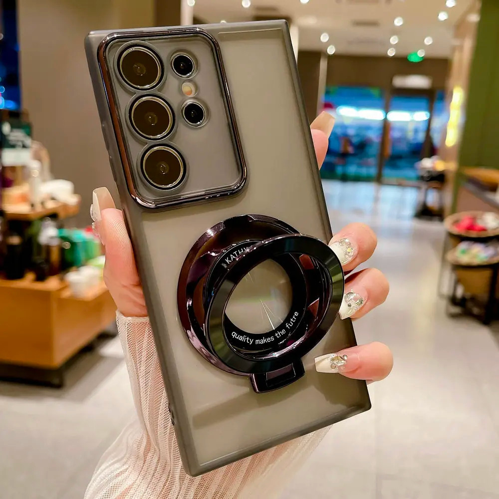 SAMSUNG สําหรับSamsung Galaxy S25 S24 S23 Ultra Plus 5G 4G 2025 กรณีโปร่งใสแหวนแม่เหล็กผู้ถือปลอกสํา