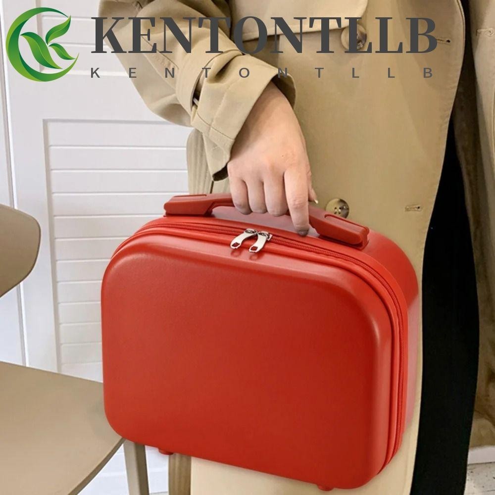 Kentontllb กระเป๋าเดินทาง สีพื้น ขนาดเล็ก 14 นิ้ว มีซิป กันน้ํา สําหรับใส่เครื่องสําอาง เดินทาง