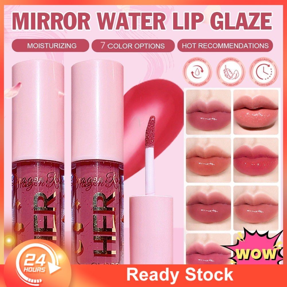 【COD】 DRAGON RANEE Mirror Water Lip Glaze ลิปกลอสหลากสี กันน้ำ กันเหงื่อ ไม่ลบเครื่องสำอางออกง่าย ไม่ติดถ้วย