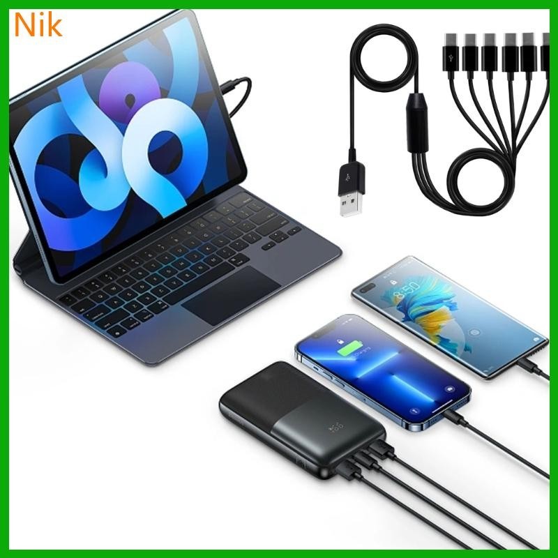 Nik สายชาร์จแยก USB เป็น Type-C รองรับอุปกรณ์ TypeC 6 ชิ้น