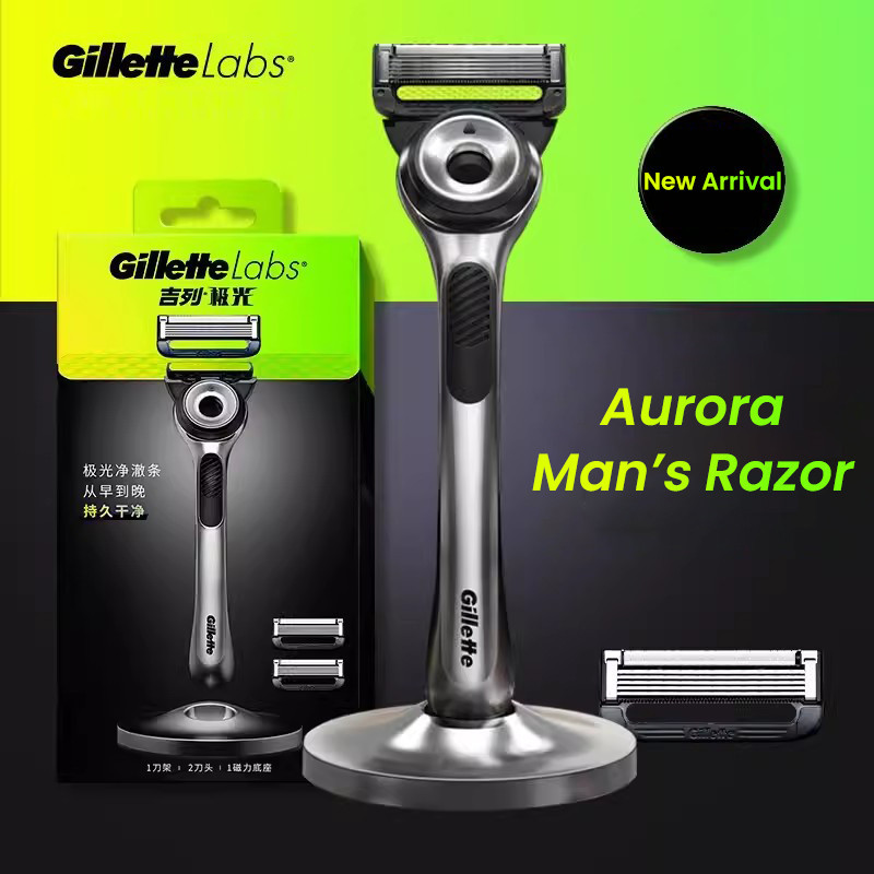 Gillette LABS Aurora Manual Shaver เครื่องดื่ม 5 ชั้น Non-Geelon Gravity Box Universal Heat-sensitive Stone Shaverhead