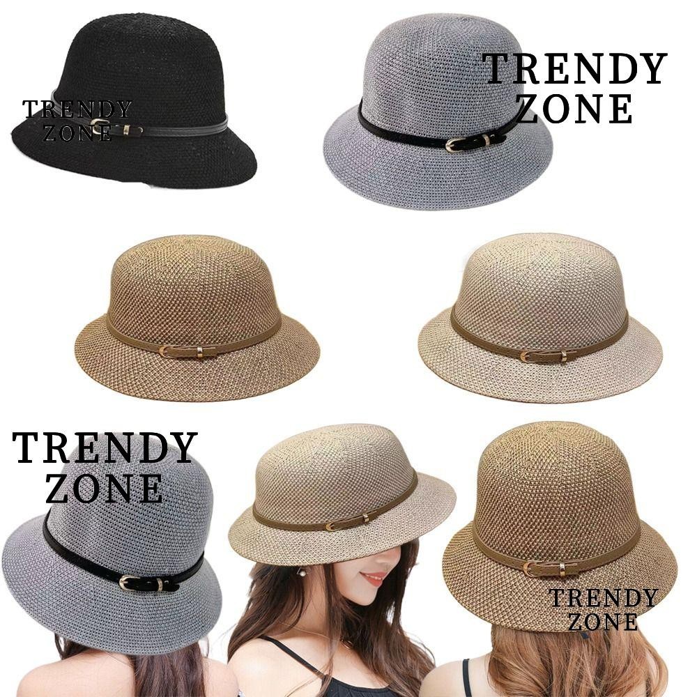 Trendyzone หมวกบักเก็ต หมวกบีนนี่ กันแดด แฟชั่นฤดูร้อน สําหรับผู้หญิง