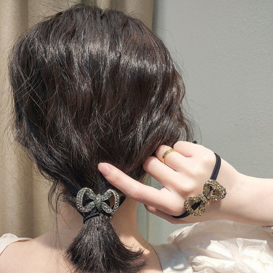 ยางรัดผม ประดับโบว์ เพชร หรูหรา สไตล์เกาหลีใต้