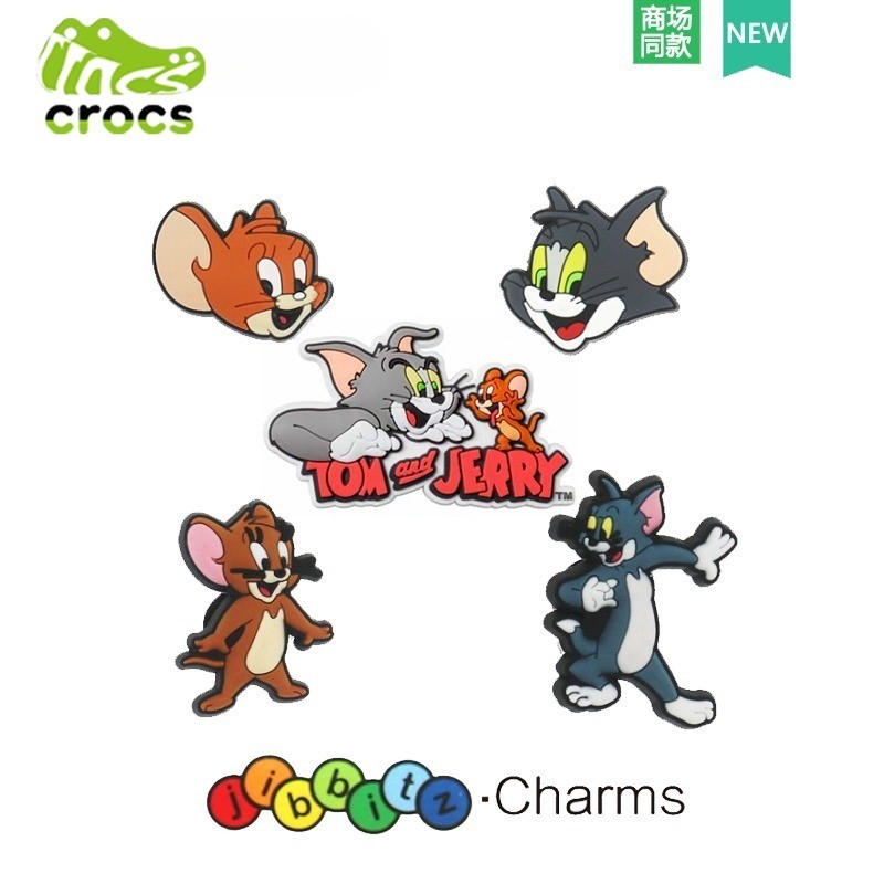 Crocs รองเท ้ าอุปกรณ ์ เสริม jibbitz crocs รองเท ้ าดอกไม ้ Carlo Chi รองเท ้ าอุปกรณ ์ ตกแต ่ งน ่ ารักการ ์ ตูน Zhibixing แมวและเมาส ์