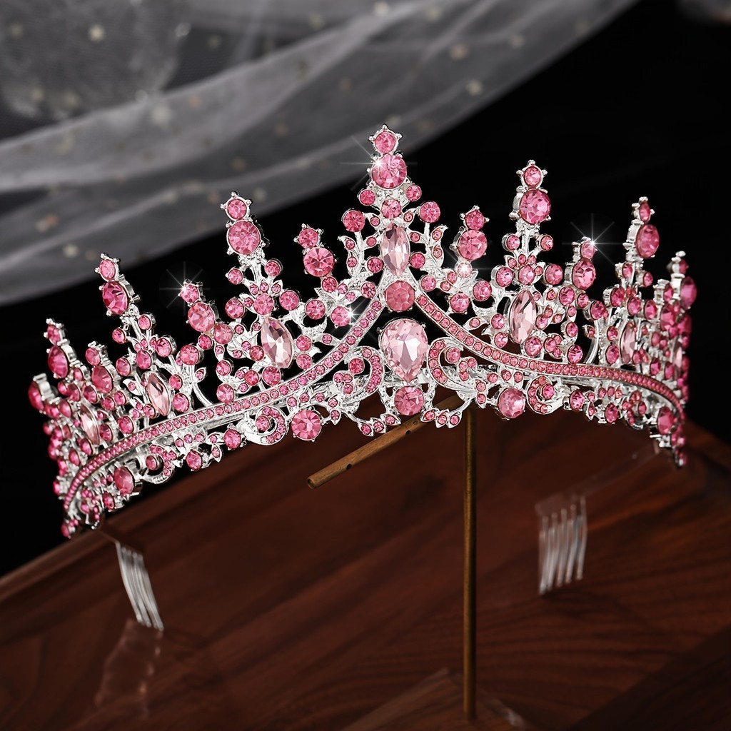 เงาโลหะผสม Rhinestones Crown Party Queen Crown เจ้าสาวงานแต่งงาน Tiara สําหรับผู้หญิง