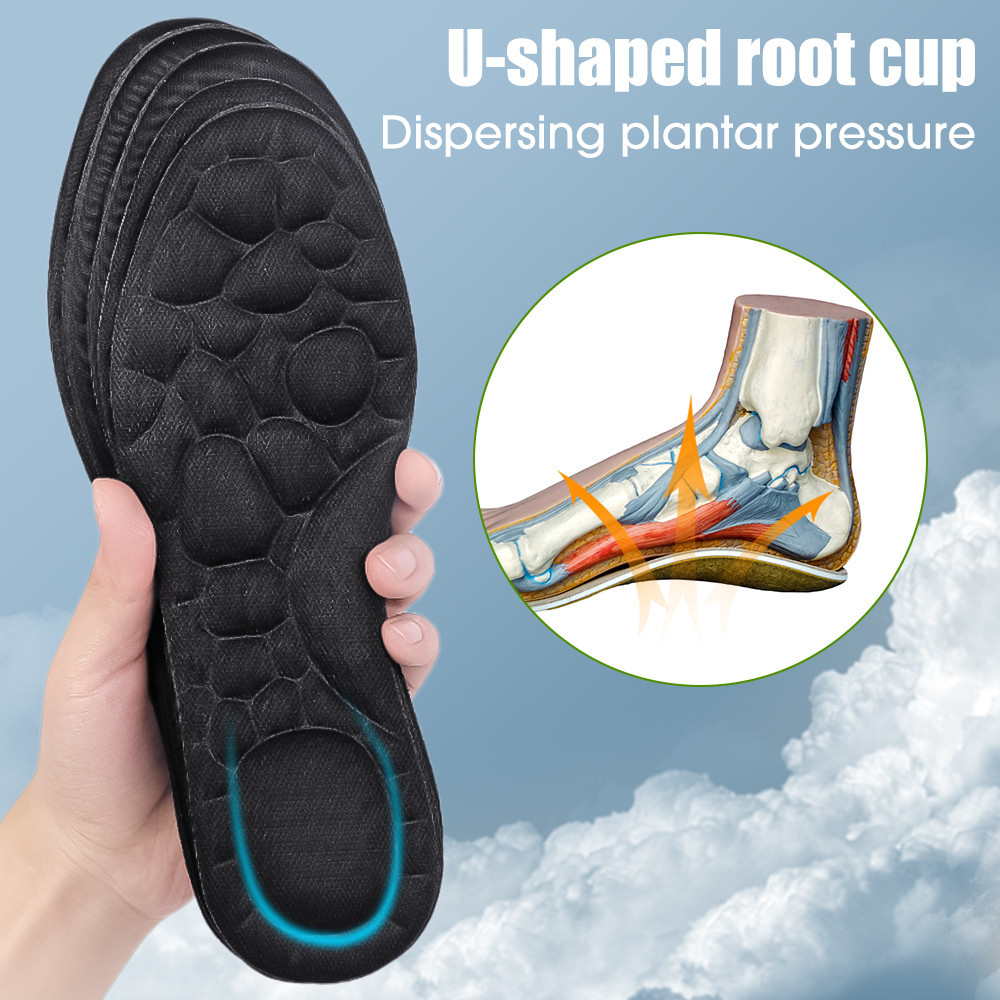 แผ่นรองพื้นรองเท้ากีฬา ระบายอากาศ ซับเหงื่อ ซับแรงกระแทก สีดํา แบบเปลี่ยน สําหรับรองเท้านวด ดูแลเท้า - รูปที่ 2