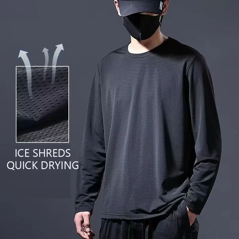 เสื้อยืดแขนยาวลําลอง ผ้าเรยอน แบบบาง ผ้าตาข่าย แฟชั่นทันสมัย สําหรับผู้ชาย ไซซ์ M - 5XL