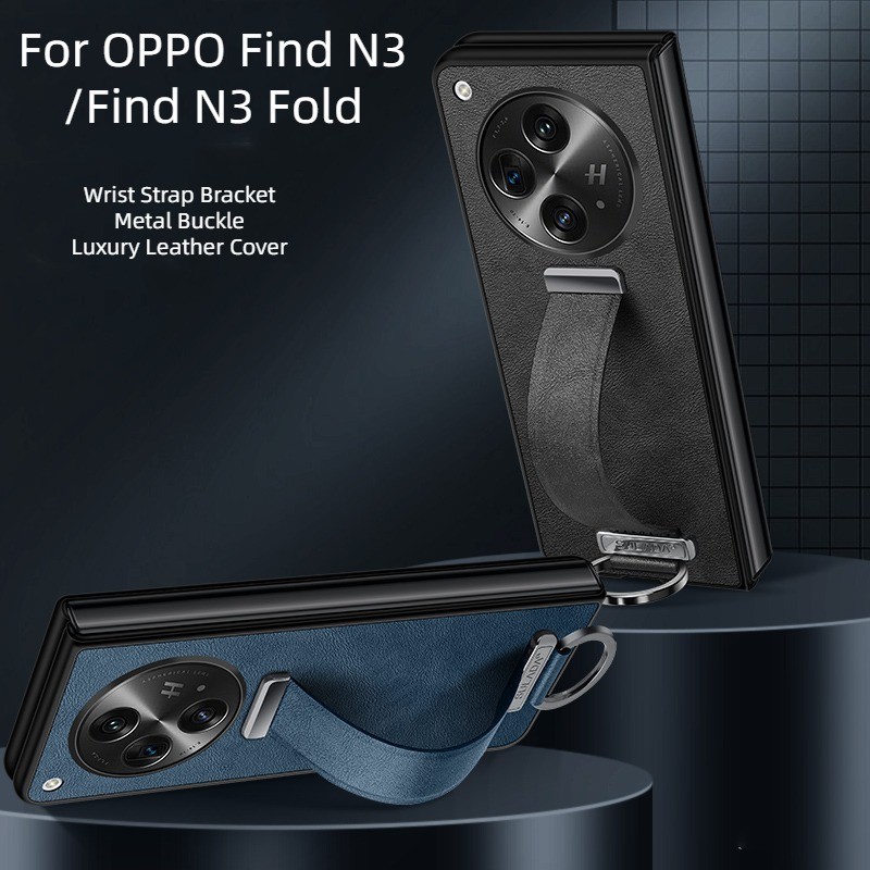 เคสโทรศัพท์มือถือหนัง กันกระแทก แต่งหัวเข็มขัดโลหะ พับได้ หรูหรา สําหรับ OPPO Find N3 Fold N2 FindN3